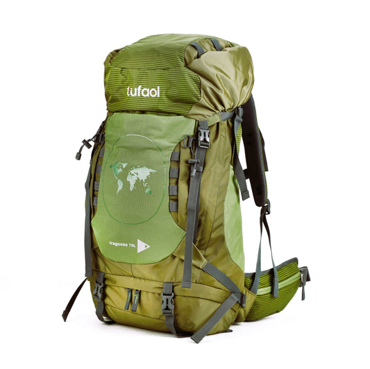 Tragoose 70 L Trekking Rucksack Travel Bag Hiking Backpack Nylon Miltary Green